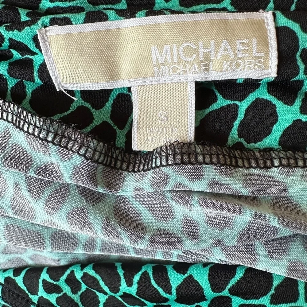 *MICHAEL KORS* Blue x Black Cheetah Print Strap V-Neck Dress Size Small